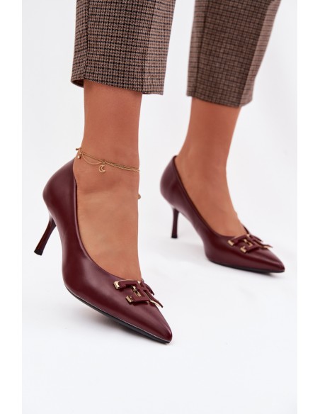 High Heels Pumps with Embellishment Eco Leather Burgundy Fivara