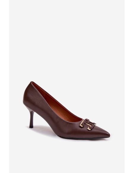 High Heels Pumps with Embellishment Eco Leather Chocolate Fivara