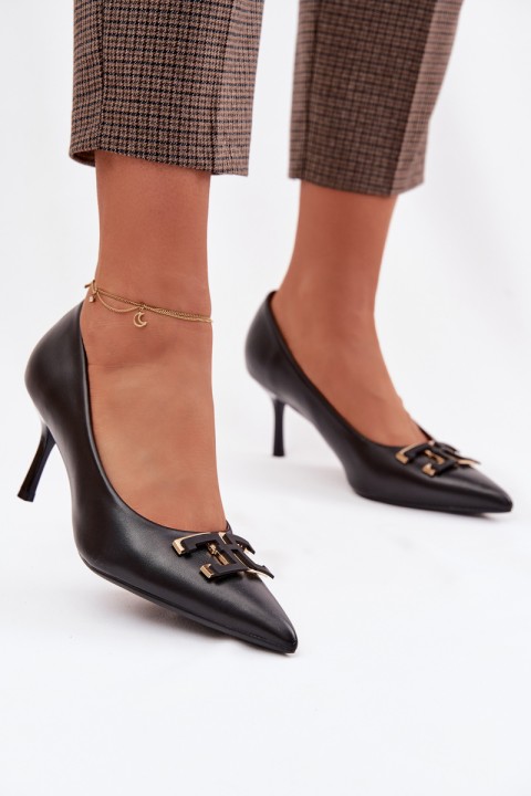 High Heels Pumps With Decoration Eco Leather Black Fivara