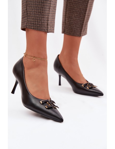 High Heels Pumps With Decoration Eco Leather Black Fivara