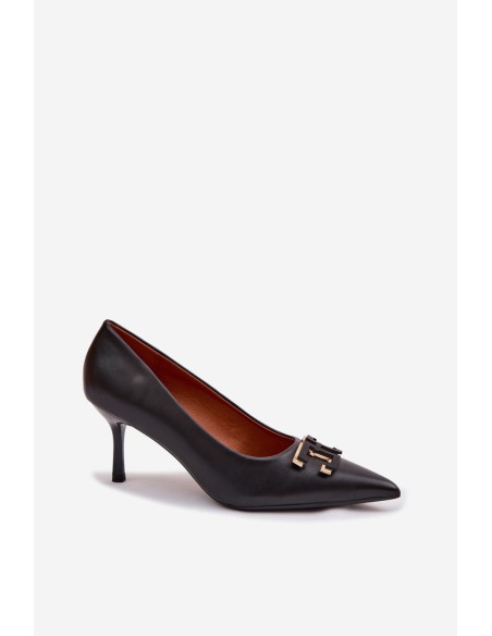 High Heels Pumps With Decoration Eco Leather Black Fivara