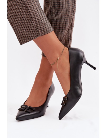 High Heels Pumps With Decoration Eco Leather Black Fivara