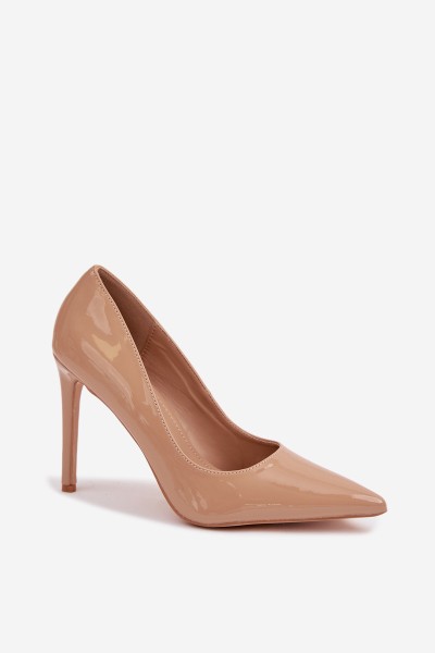 Patent Leather High Heels Made of Eco Leather Dark Beige Jonira 2