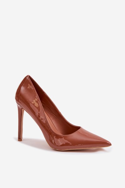 Glossy Eco Leather High Heels Camel Jonira 2