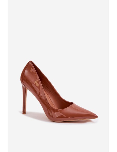 Glossy Eco Leather High Heels Camel Jonira