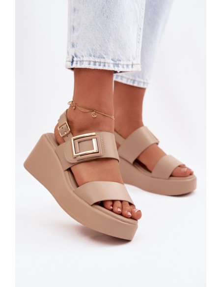Women's Platform Sandals With Decorative Detail Beige Nelira