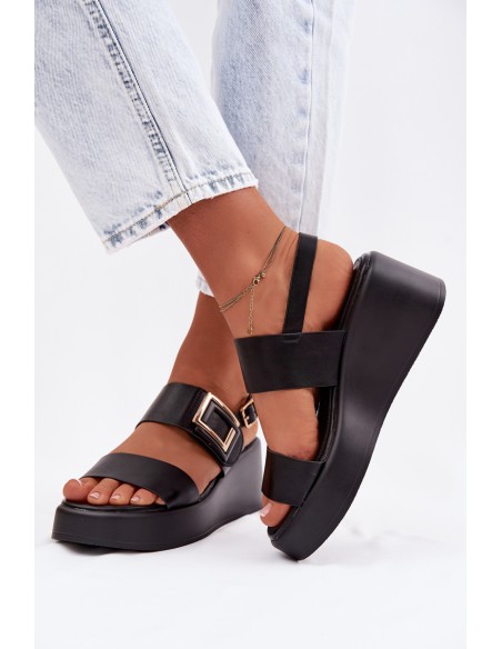 Women's Platform Sandals With Decorative Detail Black Nelira