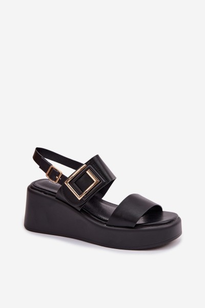 Women's Platform Sandals With Decorative Detail Black Nelira 2