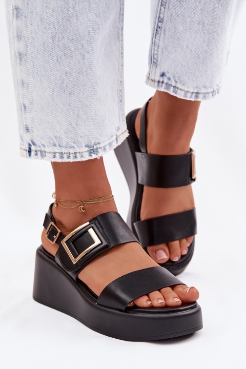 Women's Platform Sandals With Decorative Detail Black Nelira