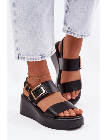 Women's Platform Sandals With Decorative Detail Black Nelira