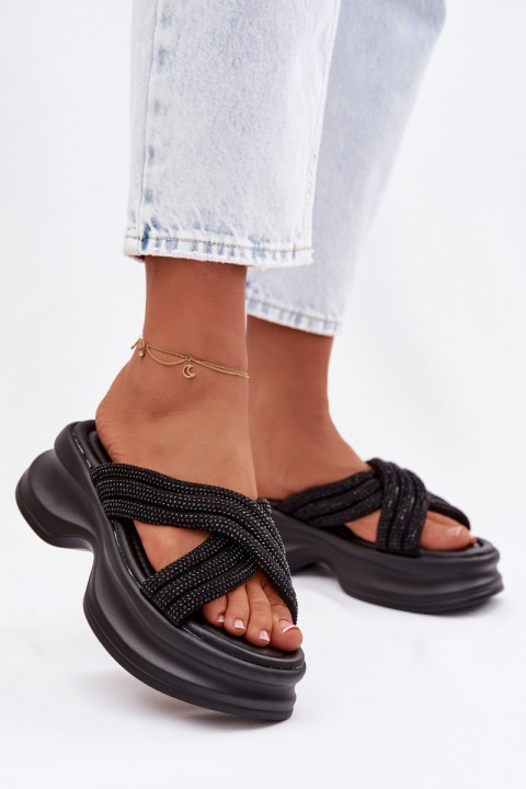 Material Women's Platform Sandals With Straps Black Liorine