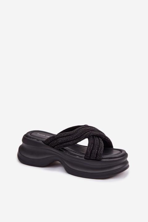 Material Women's Platform Sandals With Straps Black Liorine
