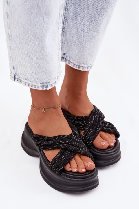 Material Women's Platform Sandals With Straps Black Liorine