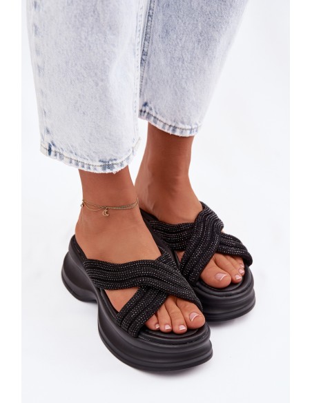 Material Women's Platform Sandals With Straps Black Liorine