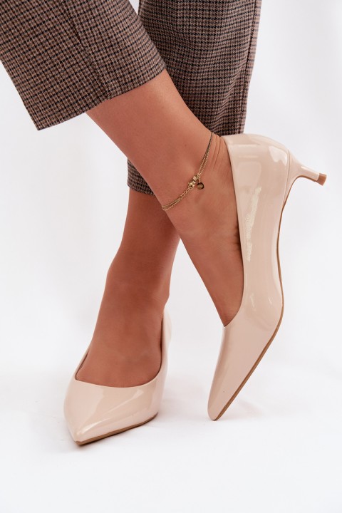 Patent Leather Low Heel Beige Shoes Girela