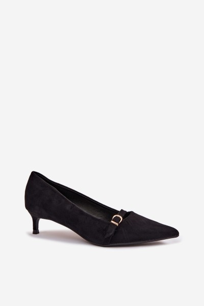 Women's Low Heel Shoes With Decorative Strap Black Pirela 2