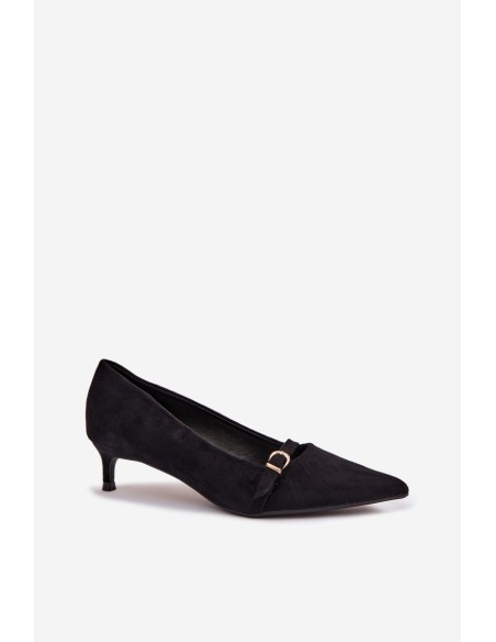 Women's Low Heel Shoes With Decorative Strap Black Pirela