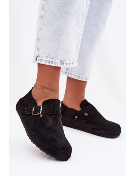 Women's Eco Suede Loafers With Buckle Black Ismora