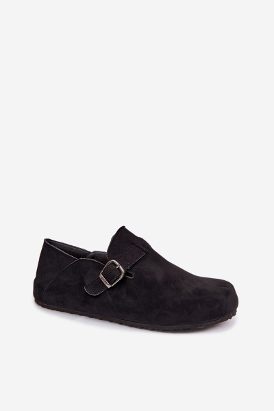 Women's Eco Suede Loafers With Buckle Black Ismora 2