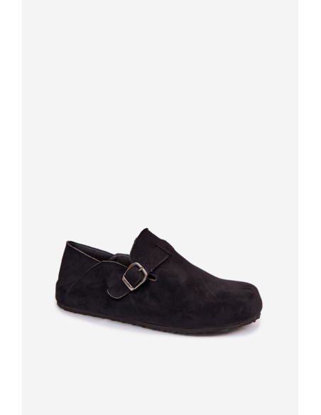 Women's Eco Suede Loafers With Buckle Black Ismora