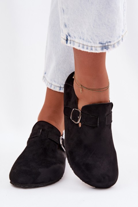 Women's Eco Suede Loafers With Buckle Black Ismora