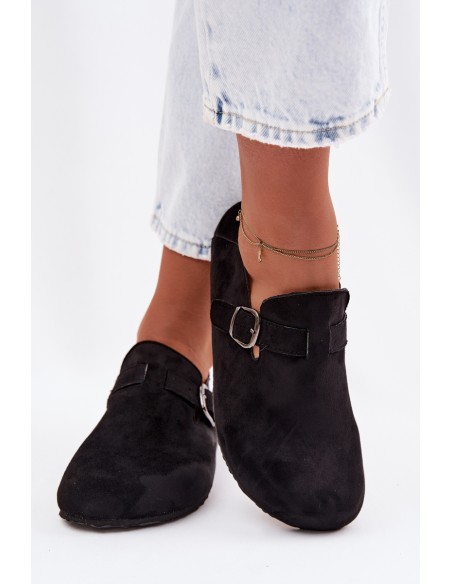 Women's Eco Suede Loafers With Buckle Black Ismora