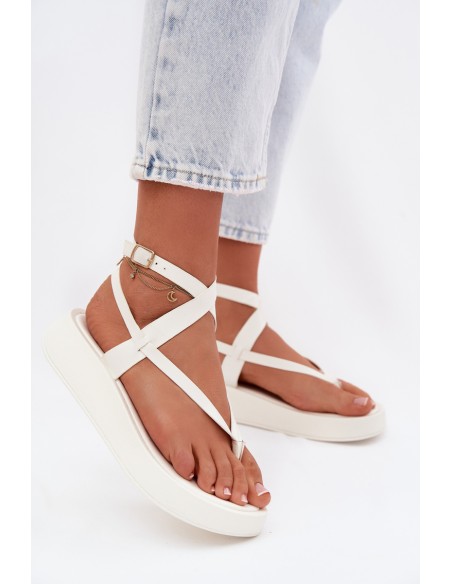 Women's Platform Flip Flops White Gelira