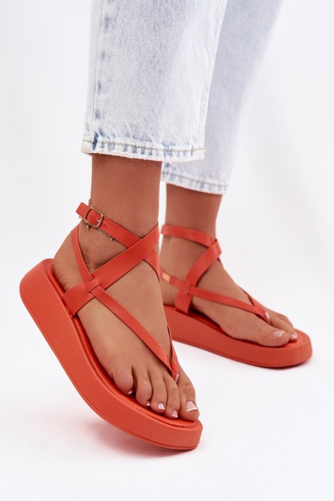 Women's Orange Platform Flip Flops Gelira