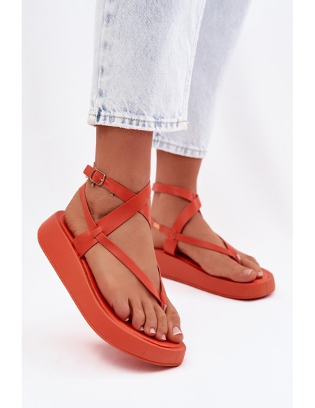 Women's Orange Platform Flip Flops Gelira