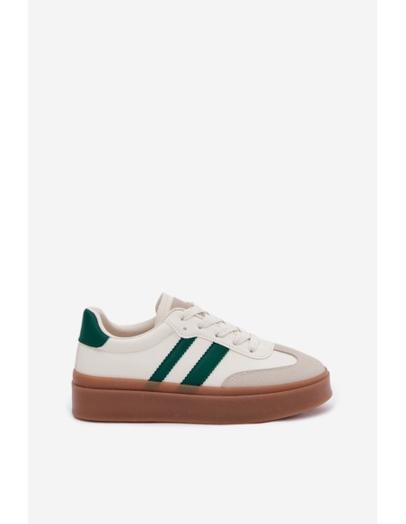 Women's Platform Sneakers Made of Eco Leather White-Green Elaraven