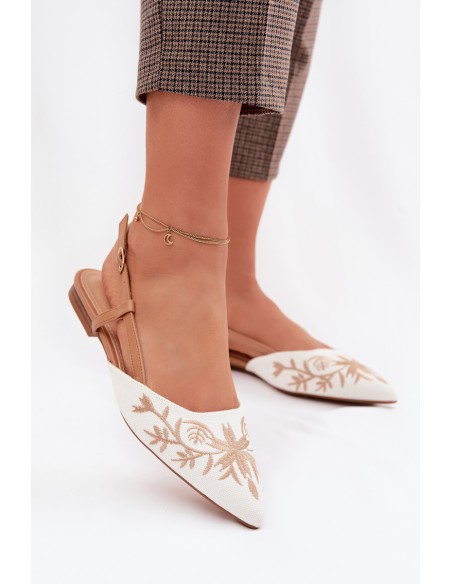 Women's Flat Embroidered Camel Sandals Grelia