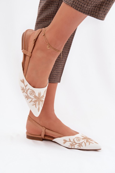 Women's Flat Embroidered Camel Sandals Grelia