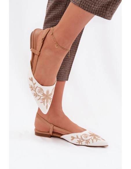 Women's Flat Embroidered Camel Sandals Grelia