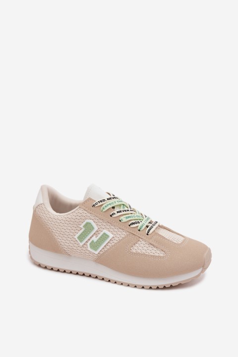 Women's Beige Sneakers with Decorative Lacing Henira