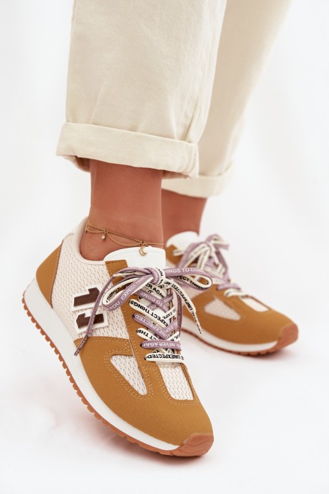 Women's Sneakers with Decorative Lacing Yellow Henira