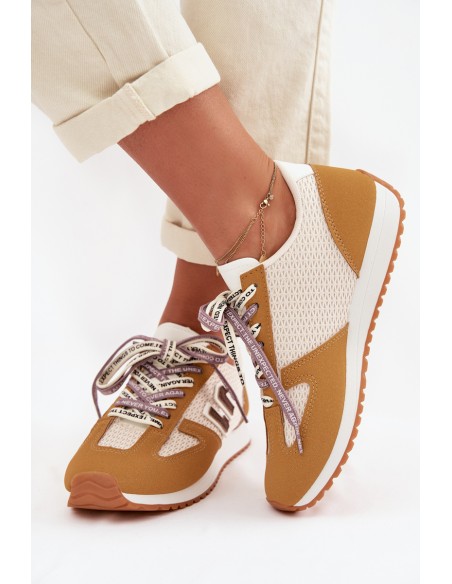 Women's Sneakers with Decorative Lacing Yellow Henira