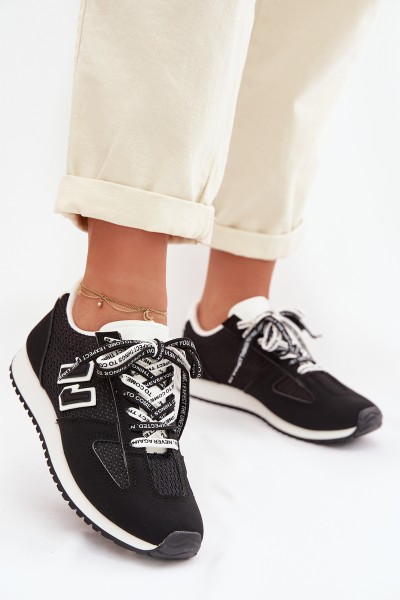 Women's Sneakers With Decorative Laces Black Henira