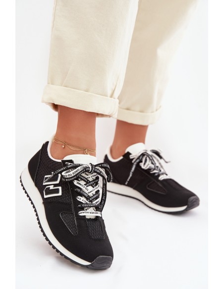 Women's Sneakers With Decorative Laces Black Henira