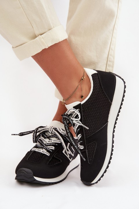 Women's Sneakers With Decorative Laces Black Henira