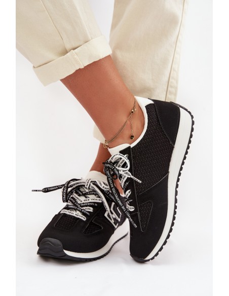 Women's Sneakers With Decorative Laces Black Henira