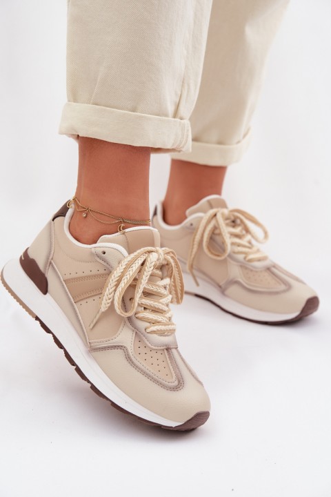 Women's Sneakers Made of Eco Leather Beige Kelira