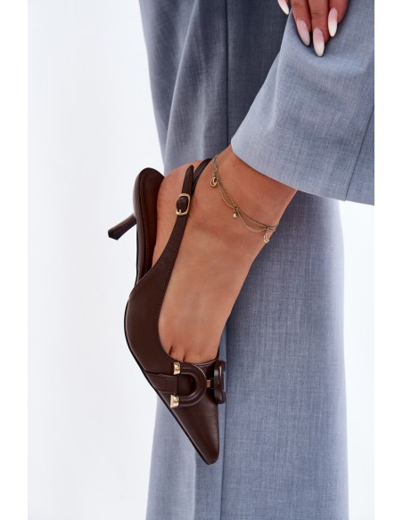 Women's High Heel Sandals With Decorative Detail Chocolate Brienne