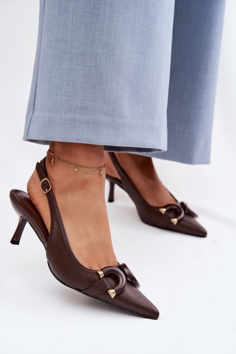 Women's High Heel Sandals With Decorative Detail Chocolate Brienne