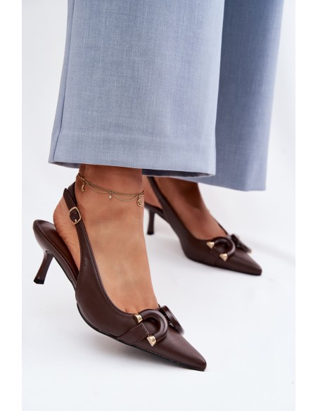 Women's High Heel Sandals With Decorative Detail Chocolate Brienne