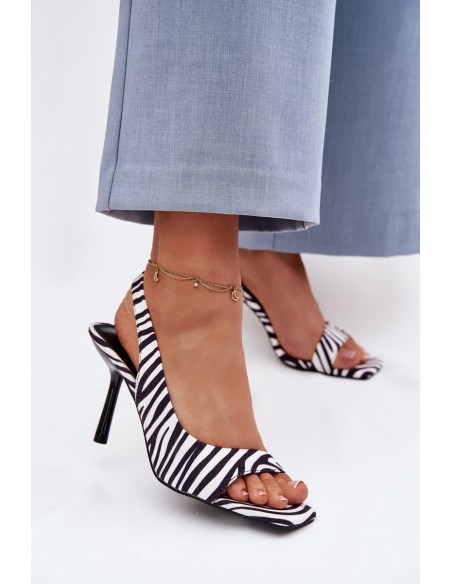 Women's High Heel Sandals With Eco Suede Zebra Calvoria