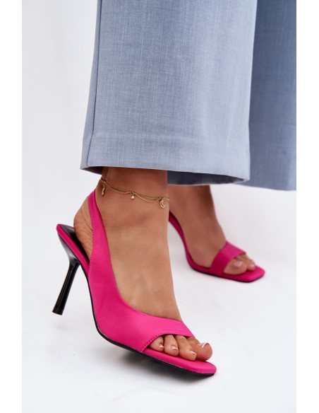 Women's Heeled Fabric Fuchsia Calvoria Sandals