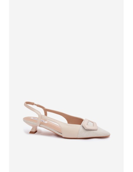 Women's Low Heel Sandals With Decorative Detail Beige Camira