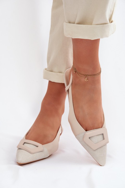 Women's Low Heel Sandals With Decorative Detail Beige Camira