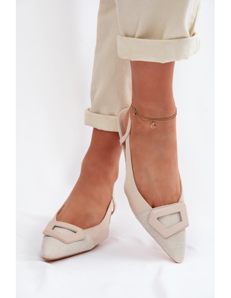 Women's Low Heel Sandals With Decorative Detail Beige Camira