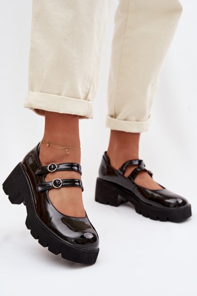 Patent Women's Heeled Shoes With Straps Kamira